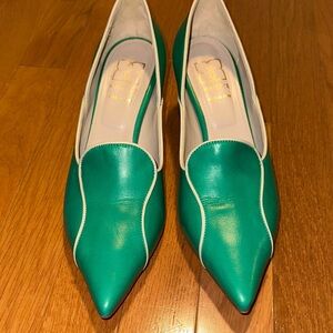 Mavette Green Leather Women's Shoes
